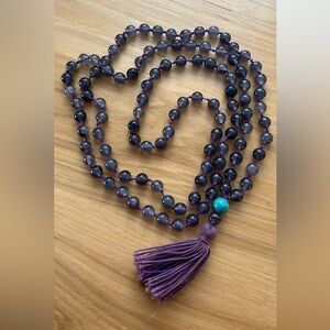 Elegant Purple Mala Beaded Necklace